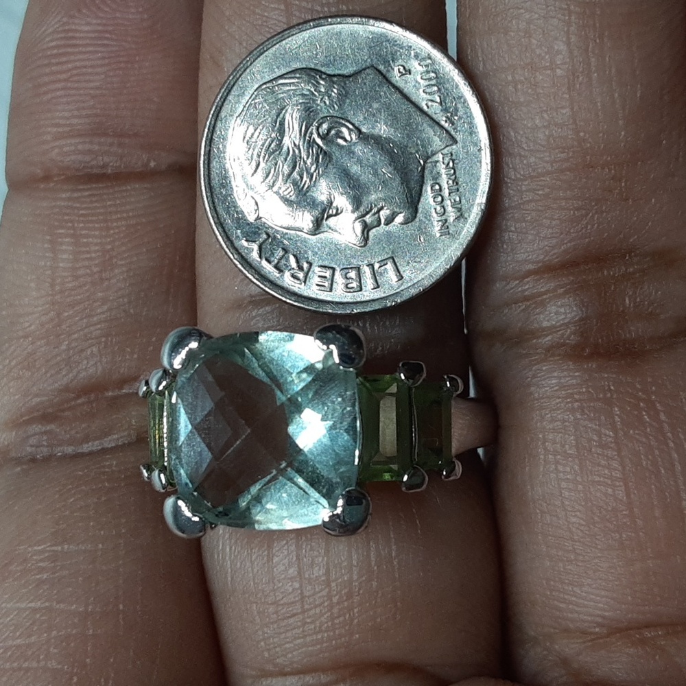 925 Prasiolite And Peridot Ring. - Picture 5 of 5